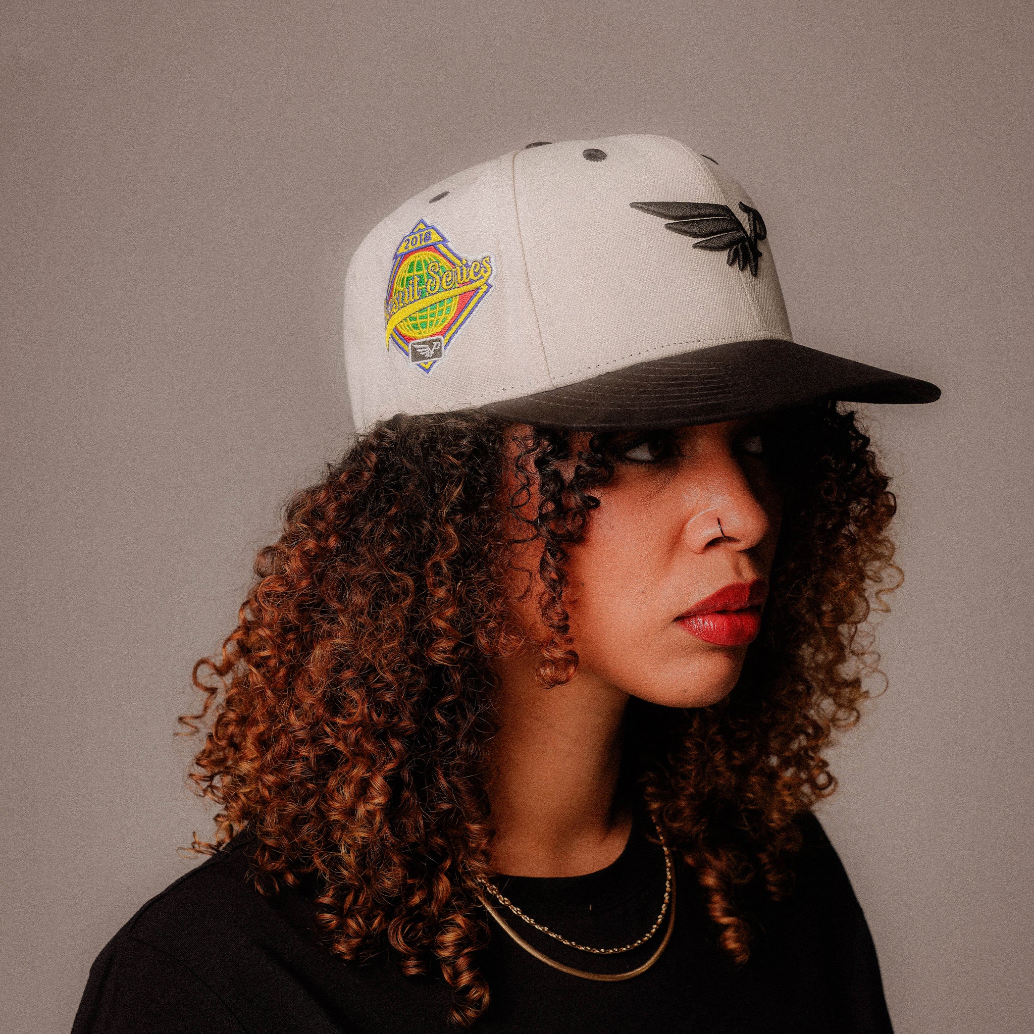 Off-White & Black Ink Fitted