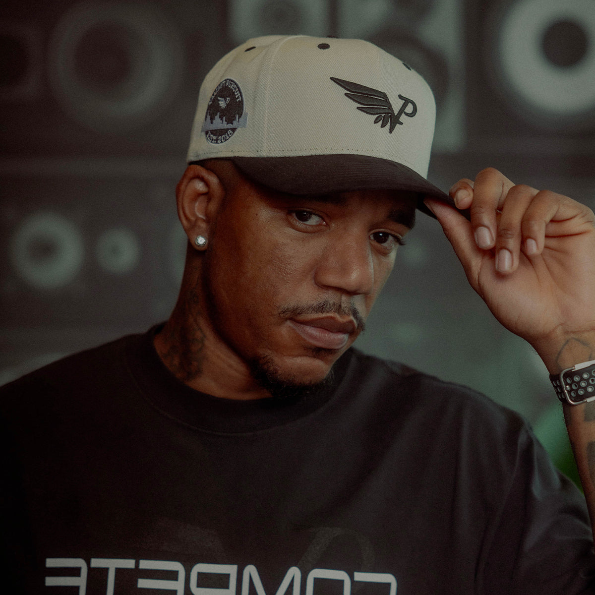 Ivory & Black Ink Snapback