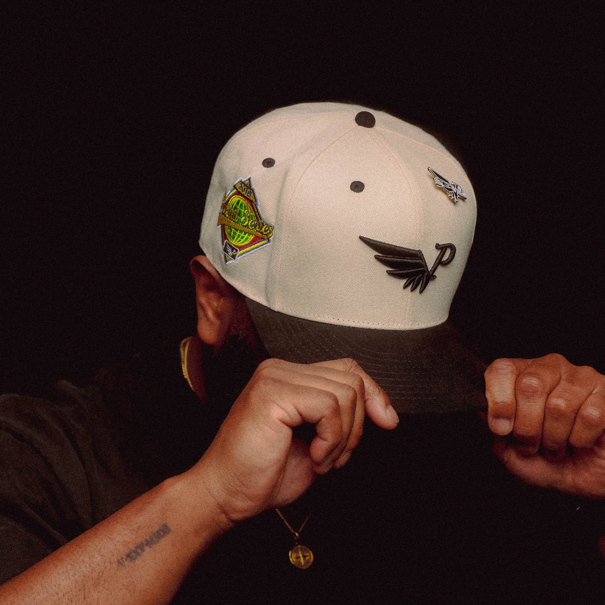 Off-White & Black Ink Fitted