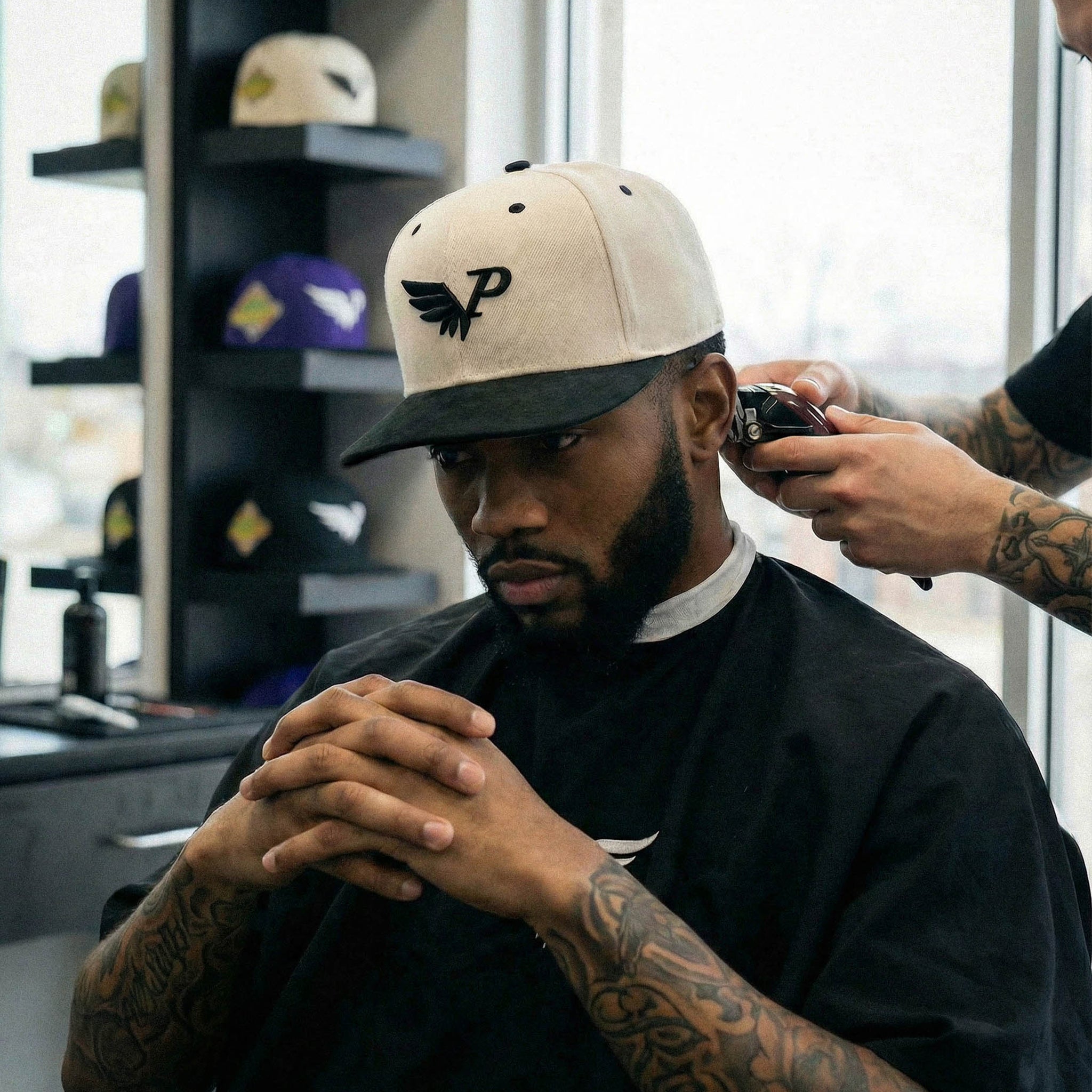 Off-White & Black Ink Fitted