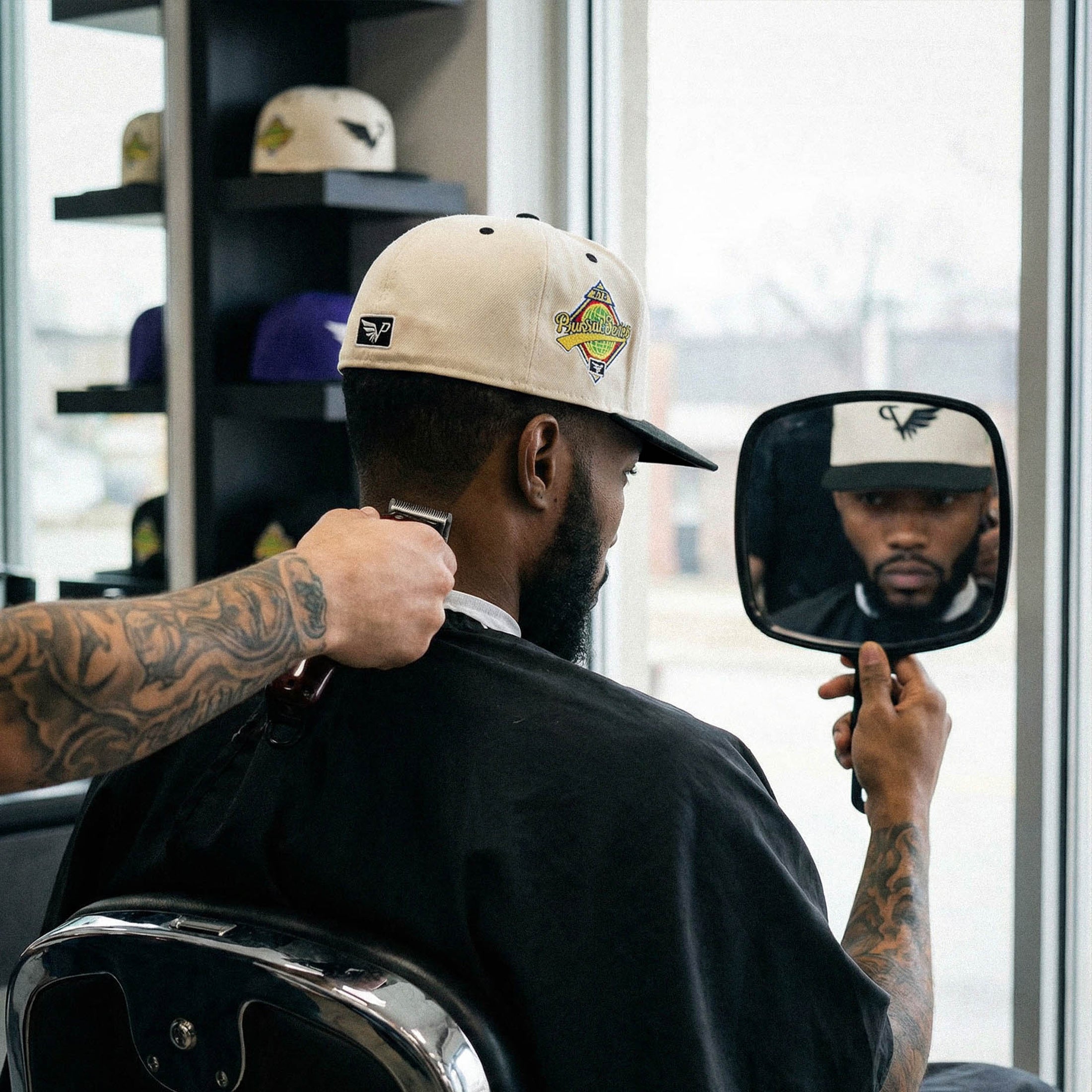 Off-White & Black Ink Fitted