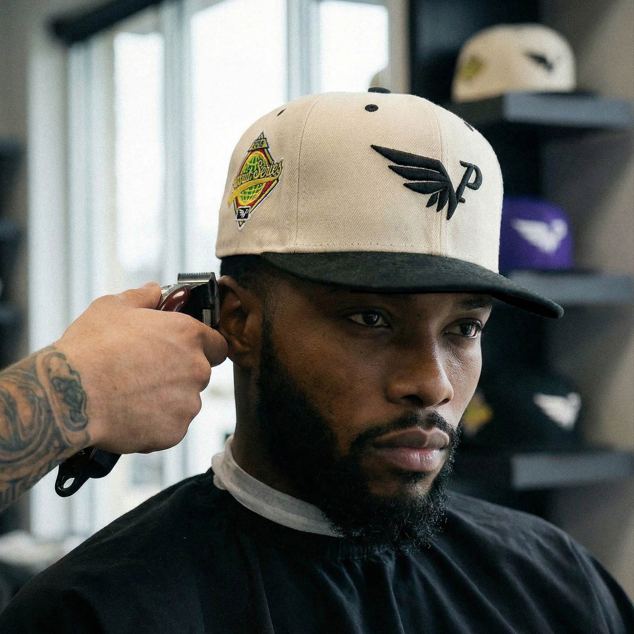 Off-White & Black Ink Fitted