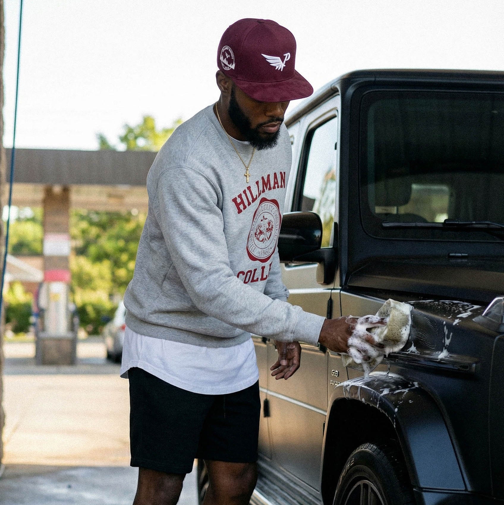 Brick Snapback— Maroon/White