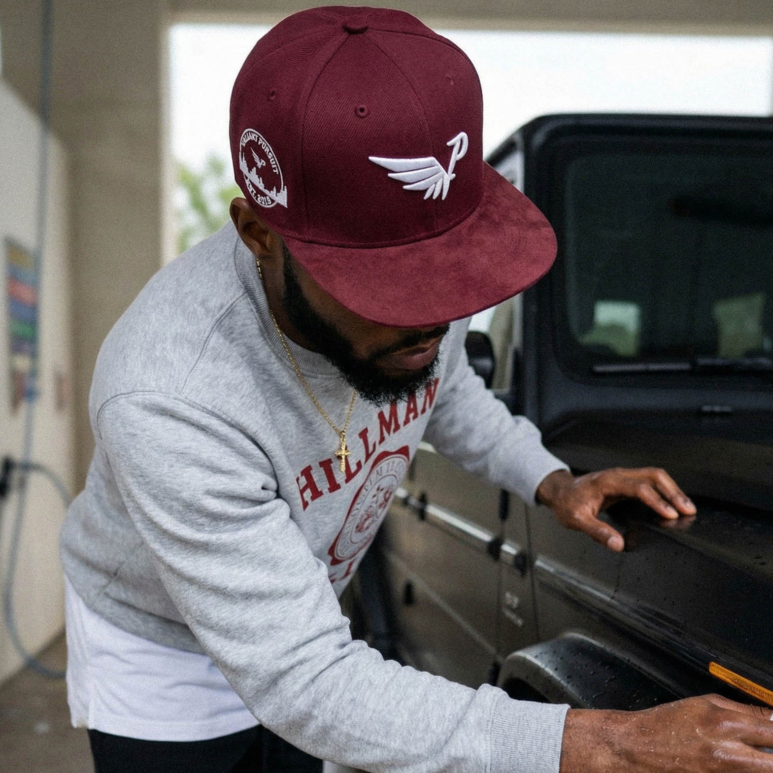 Brick Snapback— Maroon/White